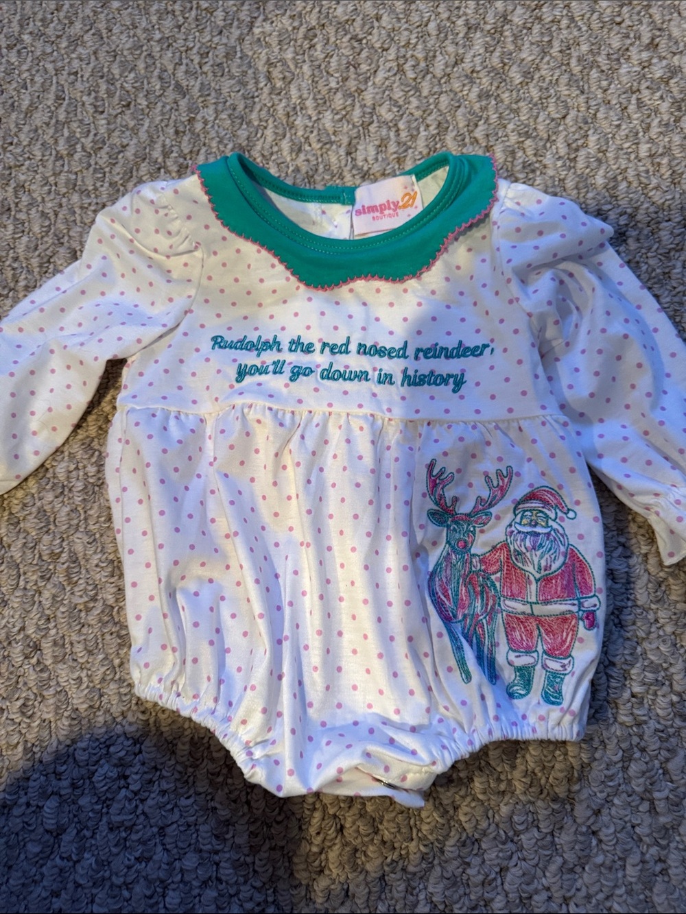 White and Green Holiday Baby One-Piece Bodysuit